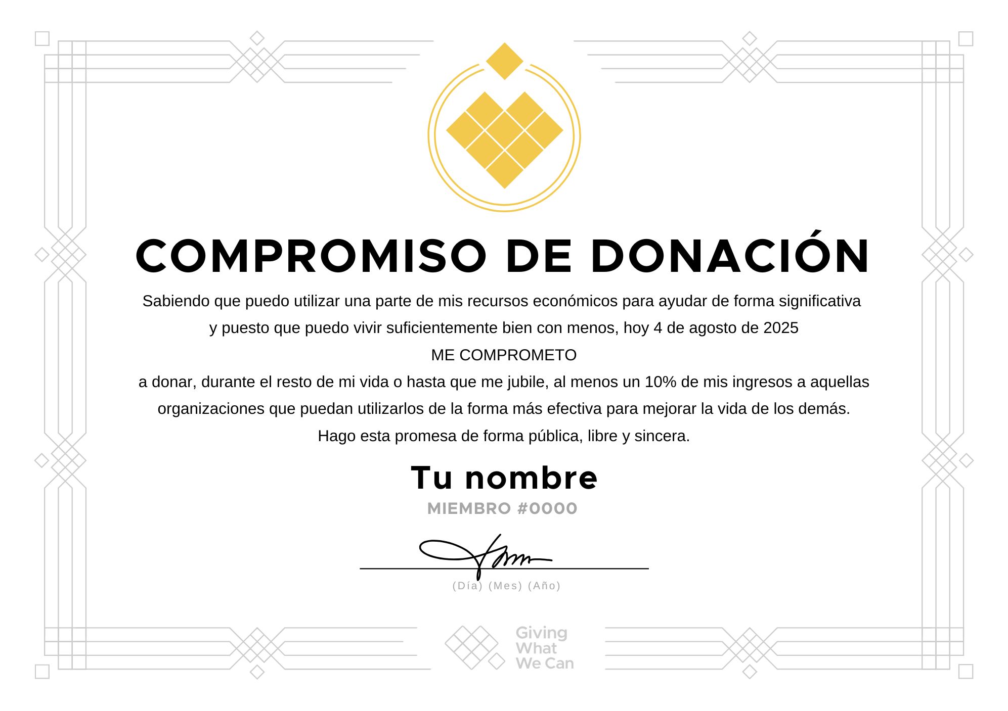 Certificado del compromiso