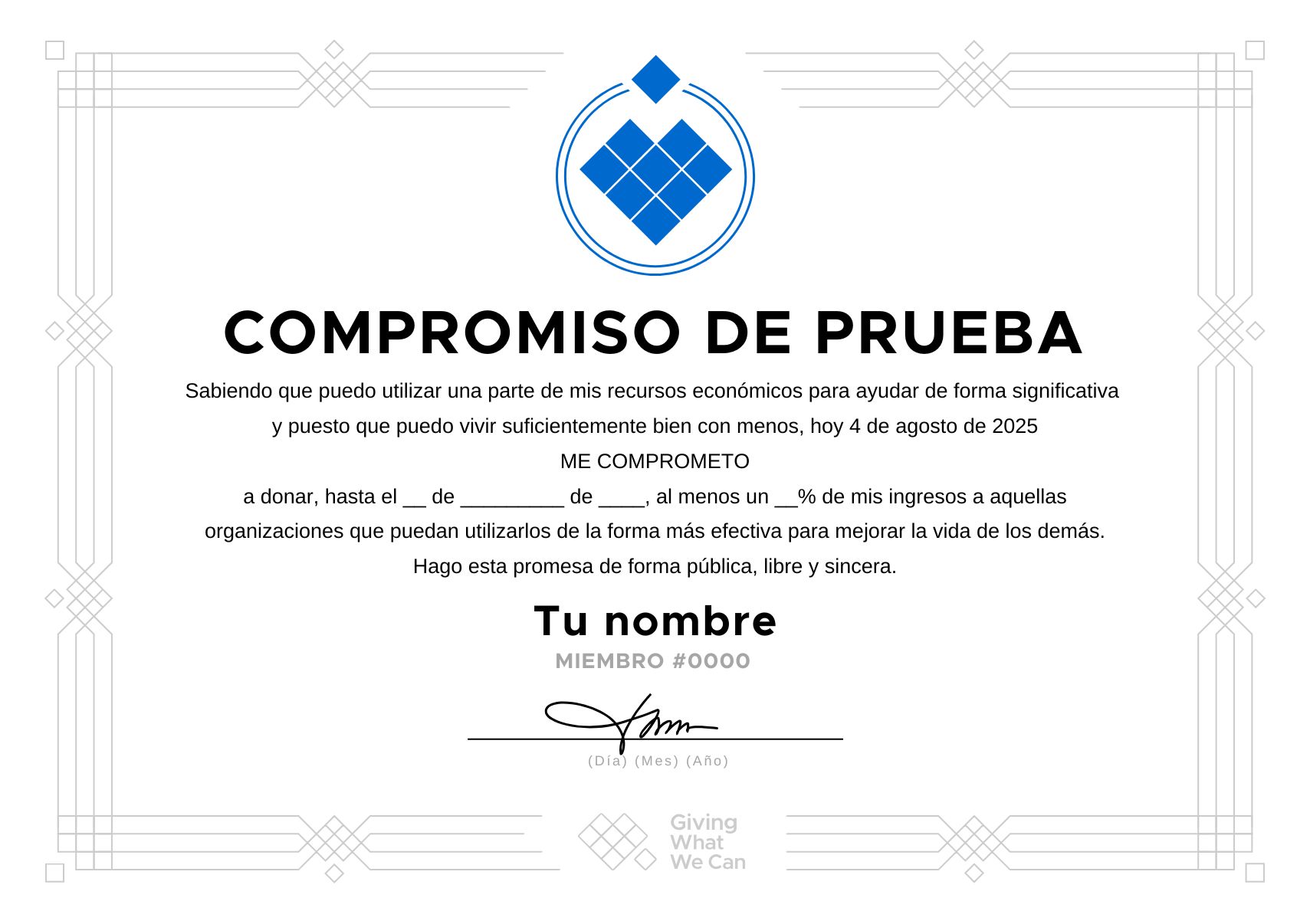 Certificado del compromiso