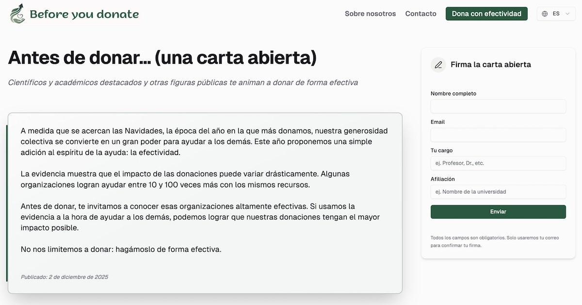Carta abierta Before you donate