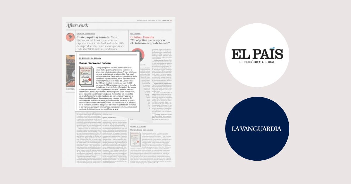 El País y La Vanguardia cubren el lanzamiento del libro «Altruismo racional»