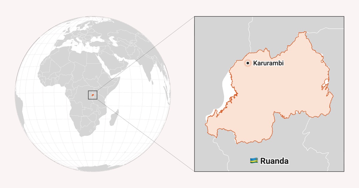 Localización de la aldea de Karurambi, Ruanda.