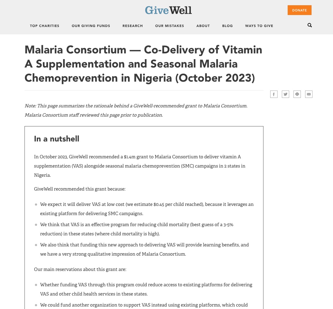 Medicación preventiva contra la malaria + suplementación de vitamina A: un enfoque prometedor