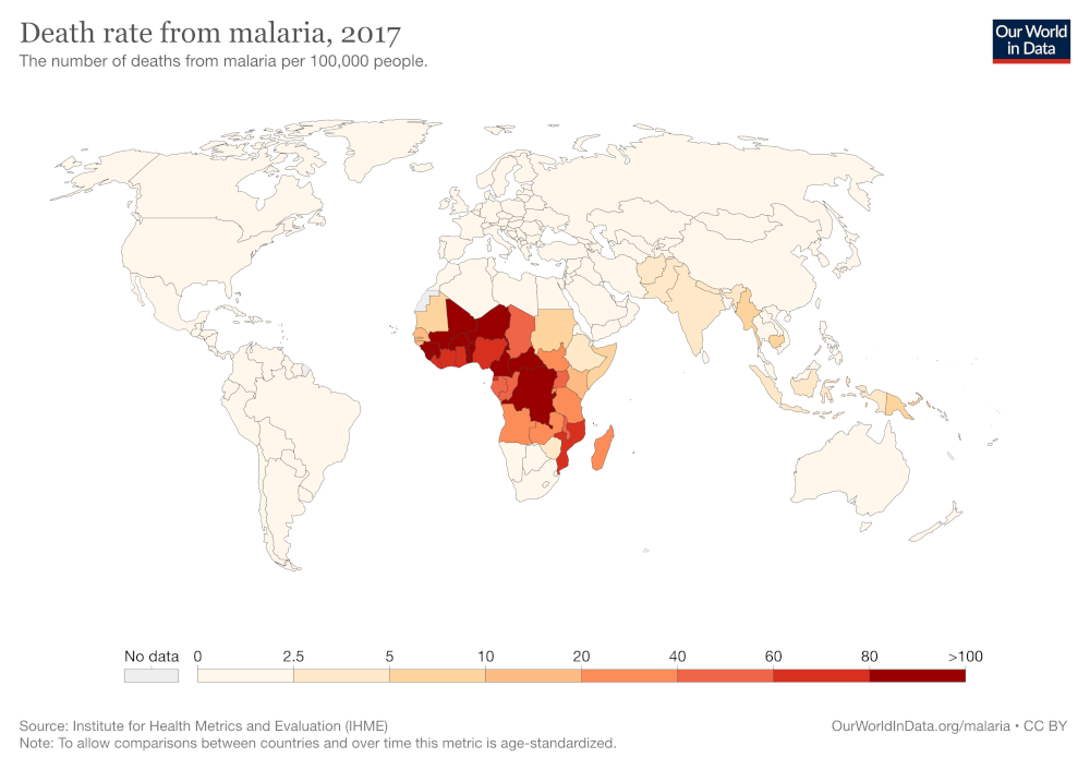 Tasas mundiales de mortalidad por malaria